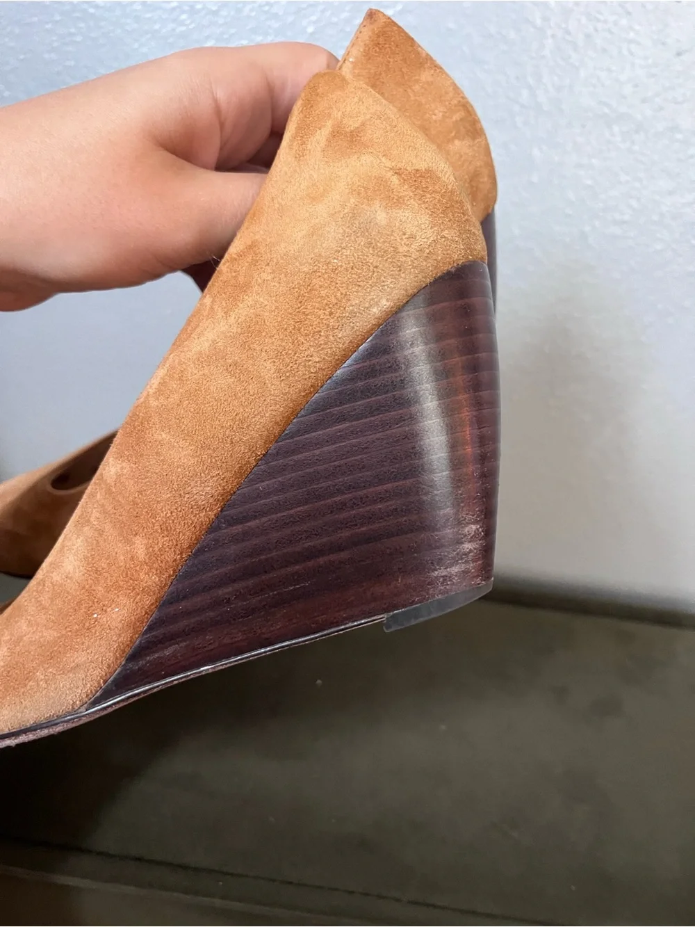 Cole Haan x Nike air Cognac Suede Wedge Pumps